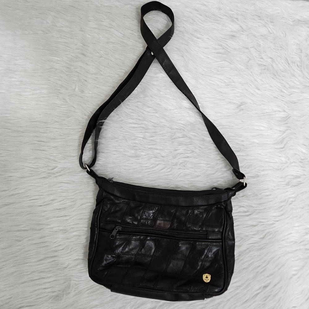 Vintage Brown Patchwork  Crossbody Bag